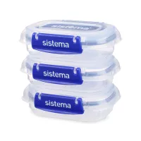 Набор из 3-х контейнеров, 180 мл, пластик, серия Klip It Plus, SISTEMA, Новая Зеландия, 
