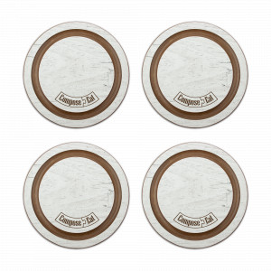 Набор подставок под кружку Бирдекель, 4 шт., диам. 95 мм, дуб белый, подарочная коробка, серия Fashion, ComposeEat, Россия, Наборы бирдекелей