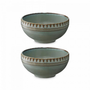 Набор из 2 пиал, 200 мл, фарфор, синий, коричневый, серия Kitchen Spirit, TKANO, Россия, Наборы тарелок для кухни