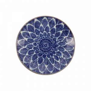 Тарелка закусочная, 21.5 см, фарфор, белый, синий, серия Ohuke Dahlia, TOKYO DESIGN, Нидерланды, Тарелки синие