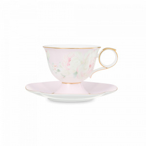 Пара чайная Пионы, 250 мл, фарфор костяной, белый, розовый, серия Vintage, DECOR DE TABLE, Россия, DECOR DE TABLE (Россия)