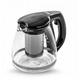 Чайник заварочный с фильтром Arundel, 1,1 л, боросиликатное стекло, нержавеющая сталь 18/10, черный, VITAX, Великобритания, Английские заварочные чайники