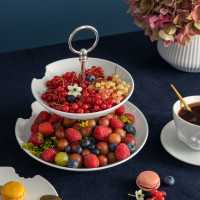 Этажерка двухъярусная, высота: 25 см, материал: фарфор, цвет: белый, серия With bite, TASSEN, Германия_00806300053435895395.jpg