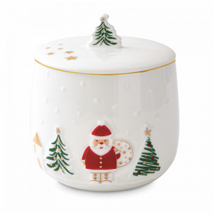 Банка для хранения Santa &amp; Snowman, фарфор, серия Let It Snow, EASY LIFE (R2S), Италия, Новогодняя коллекция