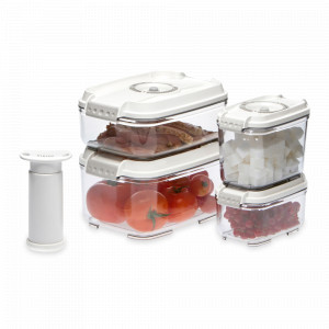 Набор из 4-х вакуумных контейнеров и насоса, материал: тритан, цвет: белый, серия REC-Smaller, STATUS, Словения, STATUS (Словения)