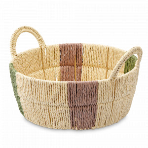 Корзина плетеная Bodhran Nature, размер L, шпагат, металл, бежевый, зеленый, серия Ethnic, TKANO, Россия, Органайзеры для хранения