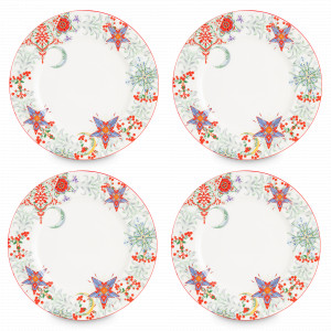 Набор из 4-х тарелок обеденных, 27 см, фарфор, белый, декор, серия Счастливая Звезда, MIX&amp;MATCH HOME, Китай, MIX & MATCH (Народная Республика Бангладеш)