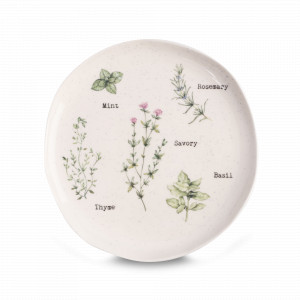 Тарелка обеденная «Приправы», 26 см, фарфор, белый в крапинку, серия Herbarium, ANNA LAFARG, Китай, Тарелки обеденные