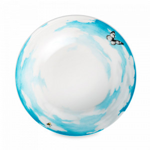 Тарелка суповая , 20,5 см, костяной фарфор, белый, голубой, серия Prati Italiani, TAITU, Италия, Фарфоровые тарелки для супа