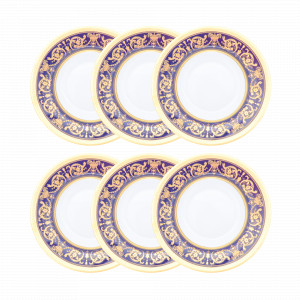 Набор из 6-ти суповых тарелок Cobalt Gold, 22 см, фарфор, синий, золотой, серия Constanza Imperial, FALKENPORZELLAN, Германия, Наборы глубоких тарелок