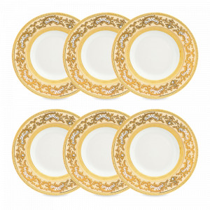 Набор из 6-ти суповых тарелок Creme Gold, 22.5 см, фарфор, белый, золотой, серия Constanza Alena, FALKENPORZELLAN, Германия, Наборы глубоких тарелок