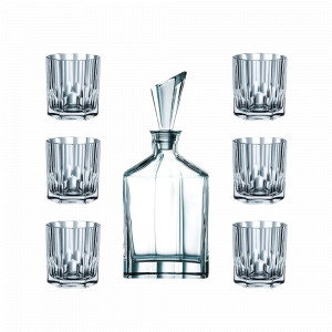 Набор из 7-и предметов для виски: штоф 750 мл + 6 стаканов 324 мл, хрустальное стекло, серия Aspen, NACHTMANN, Германия, Штофы для виски
