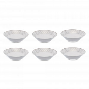 Набор из 6-ти порционных салатников, 15 см, фарфор, белый, серебристый, серия Серебряная сетка, REPAST, Чехия, Серебряная сетка REPAST