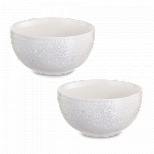 Набор салатников, 2 предмета, 16 см, 0.95 мл, фарфор, белый, серия Tracery, LIBERTY JONES, Россия, Наборы тарелок для кухни