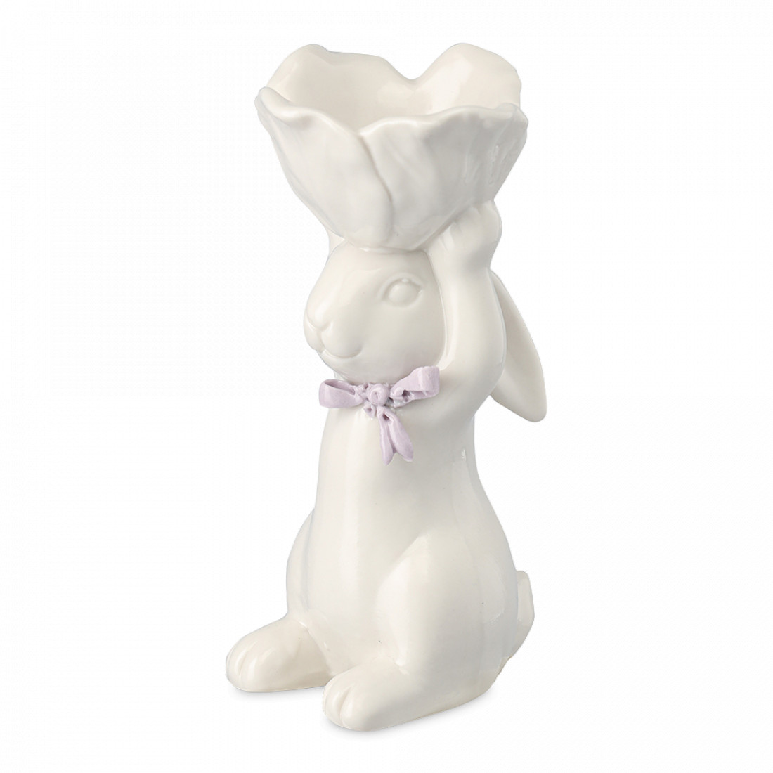 Подставка для яиц Flower Bunny, 19 см, доломит, белый, розовый, серия Easter Essential, TKANO, Россия