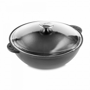Казан с крышкой, 4,2 л, 28 см, чугун, черный, LAVA, Турция, Казан для плиты