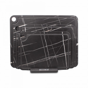 Набор из 3-х разделочных досок на подставке, мрамор Сахара Блэк, в подарочной коробке, композитный материал, серия Elegance, ComposeEat, Россия, Разделочные доски