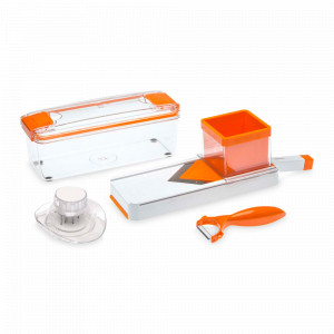 Набор из овощерезки, контейнера и ножа для овощей, 38 х 12 см, нержавеющая сталь, пластик, оранжевый, STATUS, Словения, STATUS (Словения)