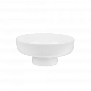 Блюдо на ножке, 20.6 см, костяной фарфор, белый, серия Плиссе, DECOR DE TABLE, Россия, Блюда из фарфора