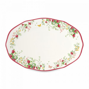 Блюдо овальное, 36 х 25 см, фарфор, красный, серия Jardin Des Fraises, EASY LIFE (R2S), Китай, Jardin Des Fraises EASY LIFE R2S