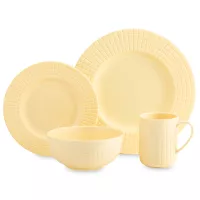 Сервиз чайно-столовый на 1 персону, 4 предмета, фарфор, желтый, серия Луч, DECOR DE TABLE, Россия, 