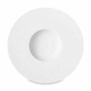 Тарелка для пасты с широким бортом PERLES DE ROSEE, 28 см, фарфор, белый, рельеф, серия Collection L, GUY DEGRENNE, Франция, Collection L GUY DEGRENNE