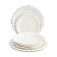 Сервиз обеденный на 6 персон, 18 предметов, фарфор, белый с серебристым кантом, серия Dynasty, ANNA LAFARG, Китай