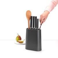 Подставка для ножей с отделением для кухонных принадлежностей, 23 х 19 см, пластик, темно-серый, серия Profile New, BRABANTIA, Бельгия_00802910064293094064.jpg