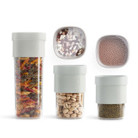 Набор контейнеров для сыпучих продуктов, 5 предметов, пластик, силикон, оливковый, серия Flip Storage, LEKUE, Испания_00817020063643235303.jpg