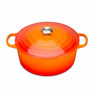 Эмалированная чугунная кастрюля с толстым дном, 6,7 л, 28 см, оранжевый, LE CREUSET, Франция, LE CREUSET (Франция)