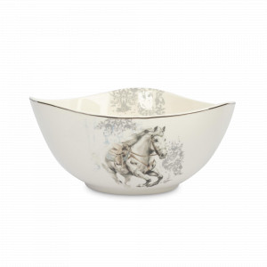 Салатник «Конь», 21 см, 1.8 л, фарфор, белый с серебристым кантом, серия Horse, ANNA LAFARG, Китай, Салатники, чаши сервировочные