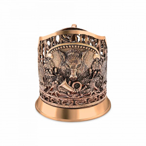 Подстаканник &quot;Кабан&quot;, медь, серия Охотничий домик, Кольчугинский Мельхиор, Россия, Подстаканники