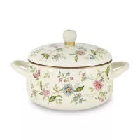 Кастрюля с крышкой, 2,6 л, эмалированная сталь, белый, декор, серия Прованс, EJIRY, Япония, 