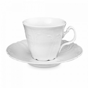 Чашка чайная, 200 мл, фарфор, белый, рельеф, серия Недекорированный, BERNADOTTE, Чехия, Чашки фарфоровые