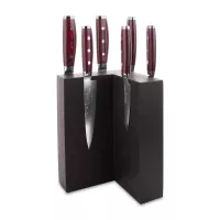 Набор из 6-ти кухонных ножей на подставке из дуба, серия GOU 161, YAXELL, Япония, 