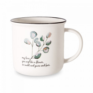 Кружка Эвкалипт, 400 мл, фарфор, белый, декор, серия Herbarium, ANNA LAFARG, Китай, Большие кружки