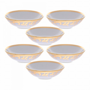 Набор из 6-ти порционных салатников Black Gold, 16 см, фарфор, черный, золотой, серия Tosca, FALKENPORZELLAN, Германия, Наборы фарфоровых салатников