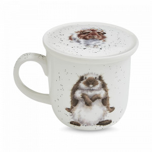 Кружка с подставкой «Свинка посередке», 310 мл, костяной фарфор, белый, декор, серия Wrendale Designs, ROYAL WORCESTER, Великобритания, ROYAL WORCESTER (Великобритания)