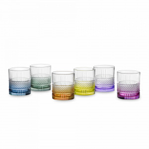 Набор из 6-ти стаканов для виски, 340 мл, хрустальное стекло, мультиколор, серия Brilliance, RCR, Италия, Бокалы для виски