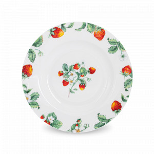 Тарелка суповая Земляничная поляна, 21 см, 300 мл, костяной фарфор, белый, декор, серия Emily, ANNA LAFARG, Китай, Тарелки глубокие белые