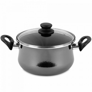 Кастрюля с крышкой, 30 см, сталь, стеклоэмаль, графитовый, серия Authentique Crystal, VITRINOR, Испания, Кастрюли