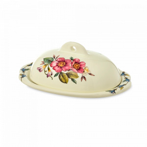 Масленка, 22,5 х 15,5 х 9,5 см, керамика, белый, декор, серия Petali Di Primavera, NUOVA CER, Италия, Икорницы, масленки