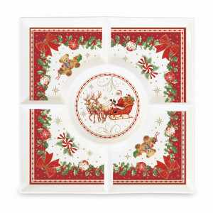Блюдо квадратное, 25 х 25 см, фарфор, серия Christmas Heritage, EASY LIFE (R2S), Италия, Новогодняя коллекция