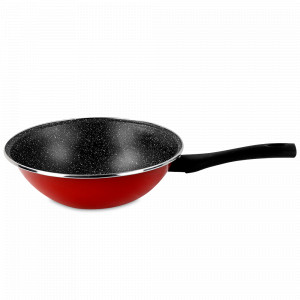 Вок, 28 см, 3.5 л, сталь, стеклоэмаль, красный, серия Cerise Pierre, VITRINOR, Испания, Посуда из нержавеющей стали