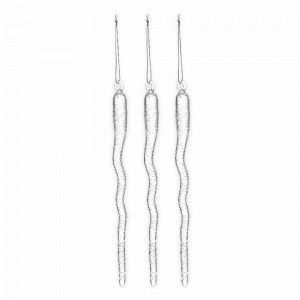 Набор из 3-х ёлочных украшений Сосульки Melting icicles, 19.2 см, стекло, серия New Year Essential, TKANO, Россия, Декор для дома TKANO