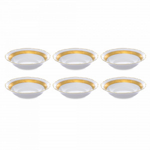 Набор из 6-ти порционных салатников Матовая полоса, 15.5 см, фарфор, белый, золотой, серия Мария-Тереза, REPAST, Чехия, Мария-Тереза REPAST