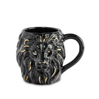 Кружка «Лев», 540 мл, керамика, черный, золотистый, рельеф, серия Manly, ANNA LAFARG, Китай
