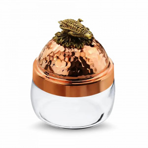 Банка для сыпучих продуктов «Кукуруза», медь кованая, стекло,  420 мл, серия Медная посуда, Кольчугинский Мельхиор, Россия, Банки для хранения чая