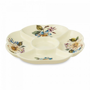 Менажница, 25 см, керамика, белый, декор, серия Petali Di Primavera, NUOVA CER, Италия, Менажницы керамические