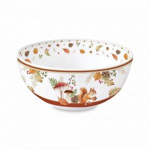 Салатник Грибы и листья, 23 см, 2.5 л, фарфор, белый, декор, серия Autumn Breeze, EASY LIFE (R2S), Италия, Салатники